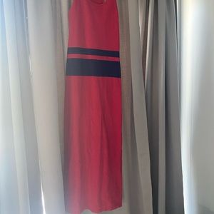 Red & Navy Blue Maxi Dress